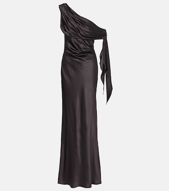 Draped one-shoulder silk satin gown | The Sei