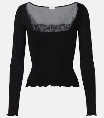 Lace-trimmed silk top | Saint Laurent