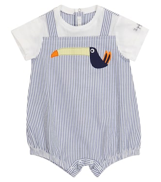 Bébé – Combinaison courte rayée en coton | Il Gufo