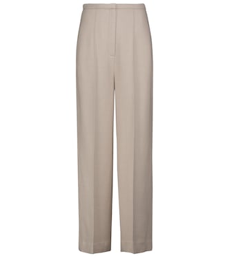 Pantalon droit à taille haute en laine mélangée | Toteme