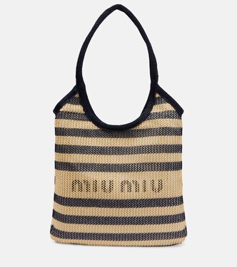 Borsa effetto rafia con logo | Miu Miu