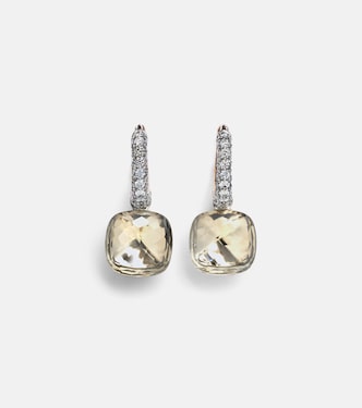 Nudo Classic 18kt rose and white gold earrings with topaz and diamonds | Pomellato