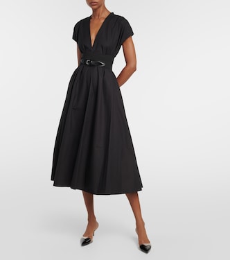 Abito midi in popeline di cotone con cintura | Alaïa