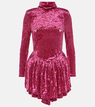 Pleated velvet mini dress | Rotate