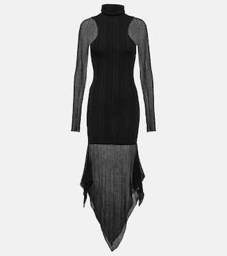 Falda midi asimétrica de punto acanalado | Mugler