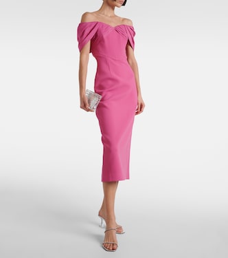 Abito midi Anais in crêpe con scollo bardot | Rebecca Vallance