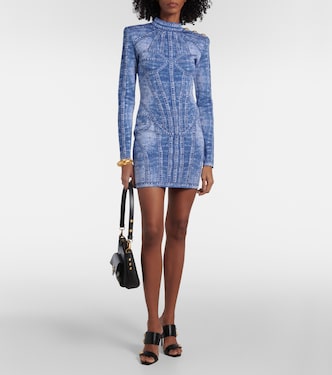 Vestido corto trompe l'œil en jacquard | Balmain