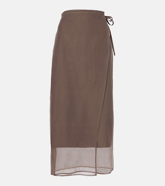 Gonna midi in misto cotone | Brunello Cucinelli