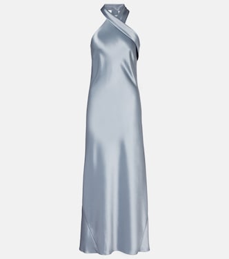 Cropped Pandora satin midi dress | Galvan