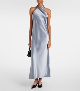 Cropped Pandora satin midi dress | Galvan