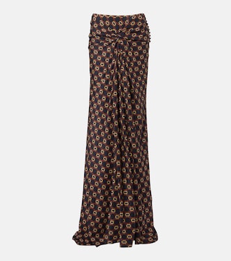 Draped printed silk skirt | Dries Van Noten