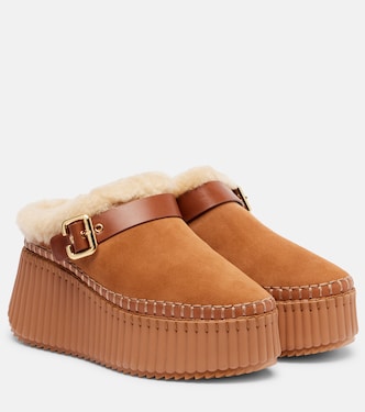 Plateau-Slippers Nama 80 aus Veloursleder | Chloé