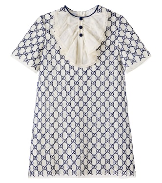 GG embroidered tulle-trimmed dress | Gucci Kids