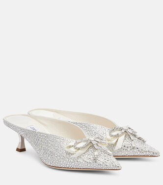 Auria 50 crystal-embellished satin mules | Jimmy Choo