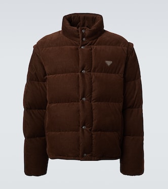 Convertible cotton corduroy down jacket | Prada