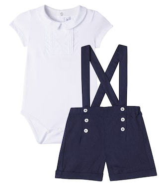 Bébé - Ensemble body en coton et salopette en lin  | Tartine et Chocolat