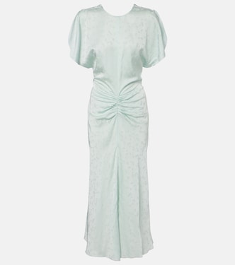 Gathered jacquard midi dress | Victoria Beckham