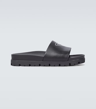 Leather logo slides | Prada