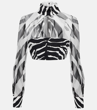 Zebra-print chiffon-paneled crop top | Dolce&Gabbana