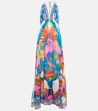 Robe longue en soie à ornements | Camilla