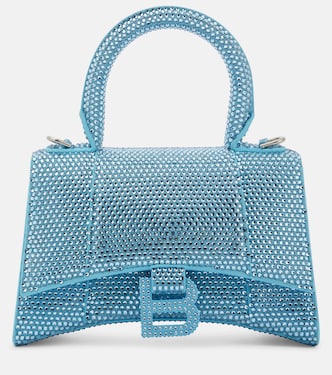 Borsa Hourglass Mini in suede con cristalli | Balenciaga