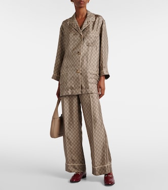 Pantalon ample GG Supreme en soie | Gucci