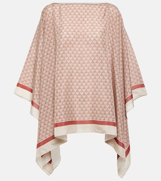 Embellished printed silk top | Brunello Cucinelli