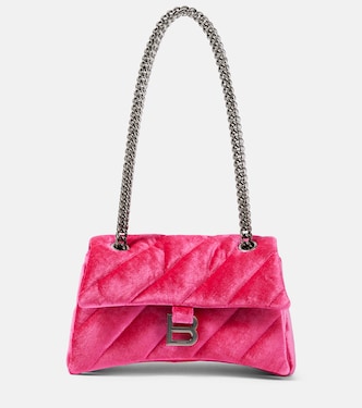 Borsa a spalla Hourglass XS in velluto | Balenciaga