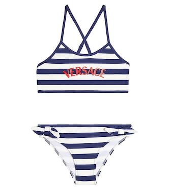 Bikini a rayas con logo | Versace Kids