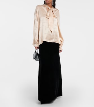 Blouse en jacquard de soie à logo | Balenciaga