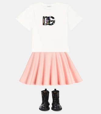 Falda flared de algodón plisada | Dolce&Gabbana Kids