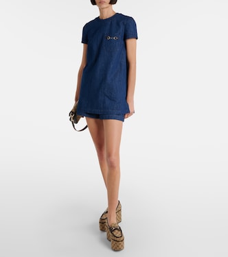 Abito corto di jeans Horsebit | Gucci