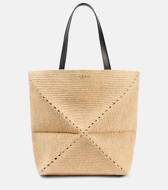 Puzzle Fold XL raffia tote bag | Loewe