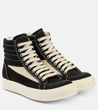 Suede-trimmed denim high-top sneakers | Rick Owens