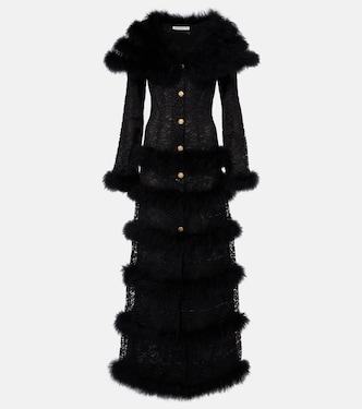 Feather-trimmed lace coat | Alessandra Rich