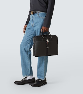 Aktentasche Web Stripe Medium aus Leder | Gucci