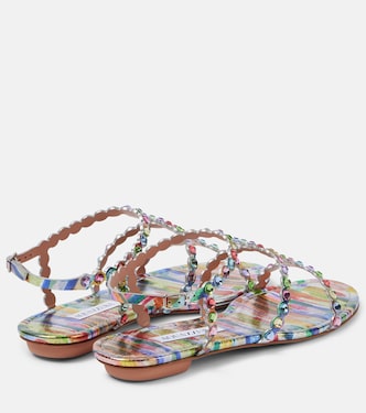 Sandalen Tequila aus Leder mit Kristallen | Aquazzura