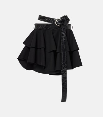 Minifalda de algodón con volantes y cinturón | Loewe