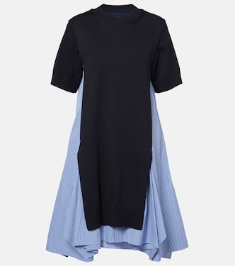 Abito midi in popeline di misto cotone | Sacai