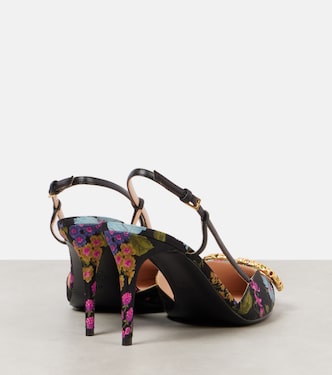Escarpins slingback VLogo Signature 80 à fleurs | Valentino Garavani