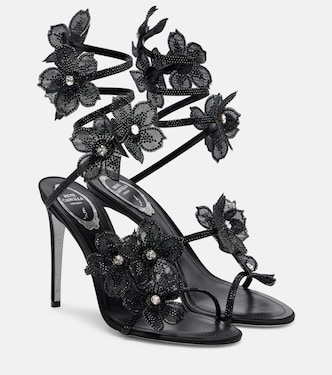 Floriane floral-appliqué satin sandals  | Rene Caovilla