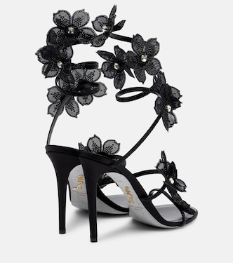 Floriane floral-appliqué satin sandals  | Rene Caovilla