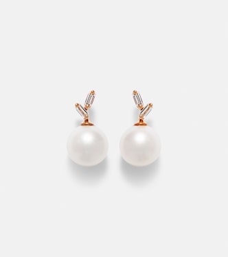 18kt rose gold earrings with diamonds and pearls | Suzanne Kalan
