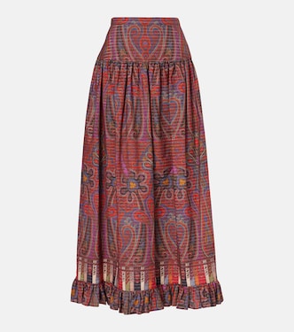 Printed high-rise cotton maxi skirt | Valentino