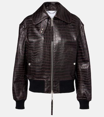 Croc-effect leather blouson jacket | Rabanne