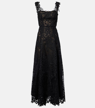 Vestido bustier de fiesta de guipur | Oscar de la Renta