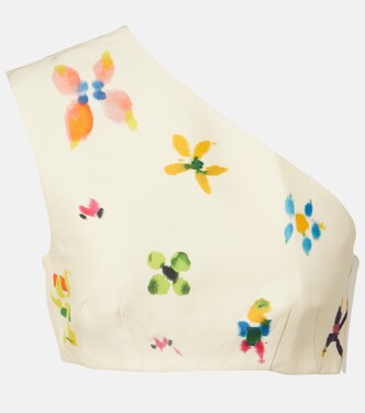 Sidi printed linen-blend crop top | Alémais