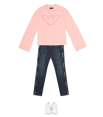 Logo cotton-blend sweatshirt | Emporio Armani Kids