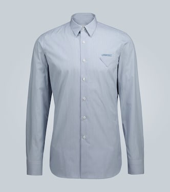 Logo-detail striped cotton shirt | Prada