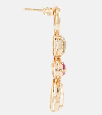 Boucles d’oreilles Catena Triple Stone en or 18 ct avec saphir, rubellite, améthyste et diamants | Nadine Aysoy